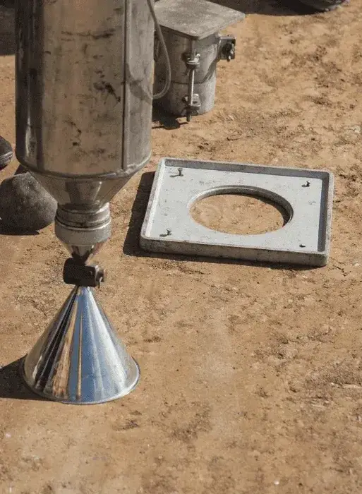 Ensaio de densidade in situ pelo método do cone de areia em Santos